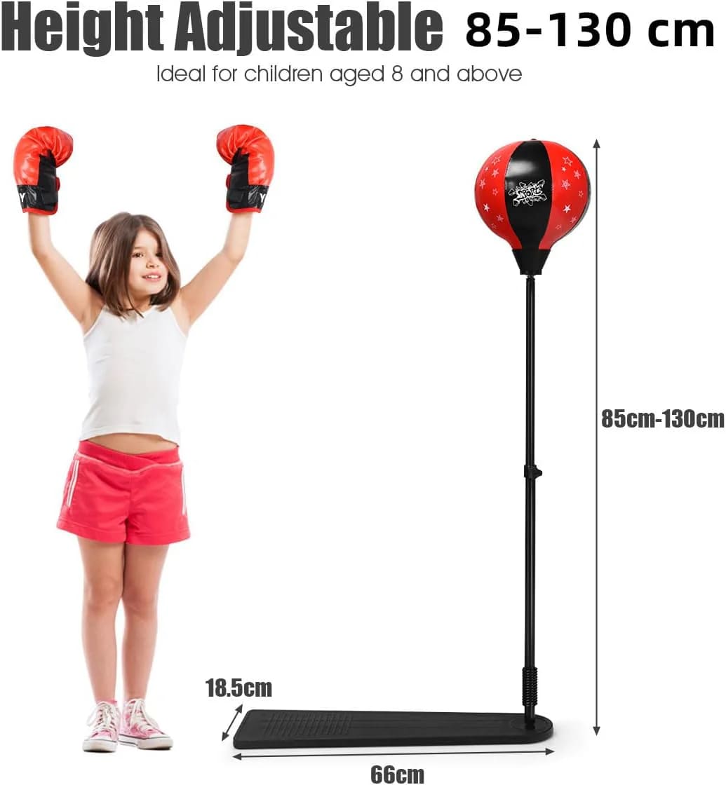 Kids Boxing Stand with Gloves and Pump (Height-Adjustable)