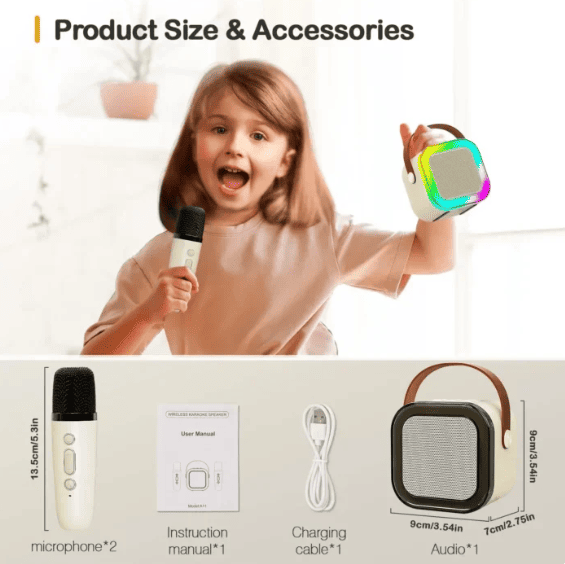 Kids Bluetooth Karaoke Speaker with Single & Dual Microphones