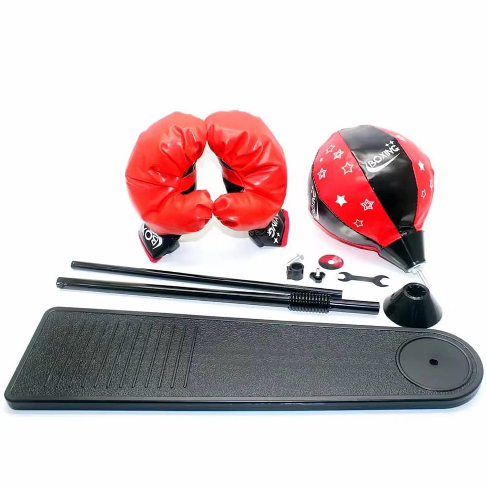 Kids Boxing Stand with Gloves and Pump (Height-Adjustable)