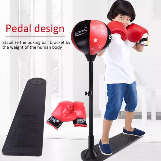 Kids Boxing Stand with Gloves and Pump (Height-Adjustable)