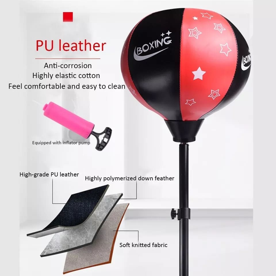 Kids Boxing Stand with Gloves and Pump (Height-Adjustable)