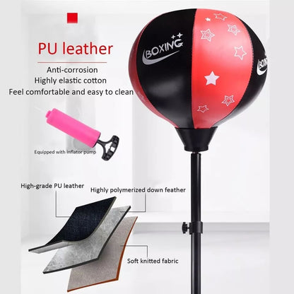 Kids Boxing Stand with Gloves and Pump (Height-Adjustable)