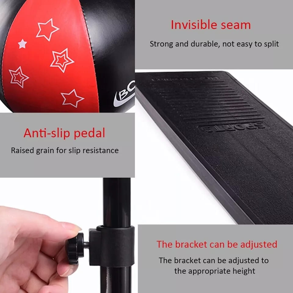 Kids Boxing Stand with Gloves and Pump (Height-Adjustable)